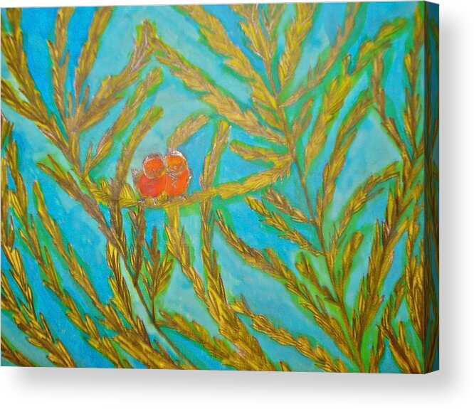 Landscape And Birds Acrylic Print featuring the painting Two of a kind by Felix Zapata