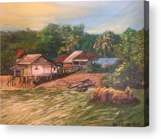 Island Acrylic Print featuring the painting Ubin My Love by Belinda Low