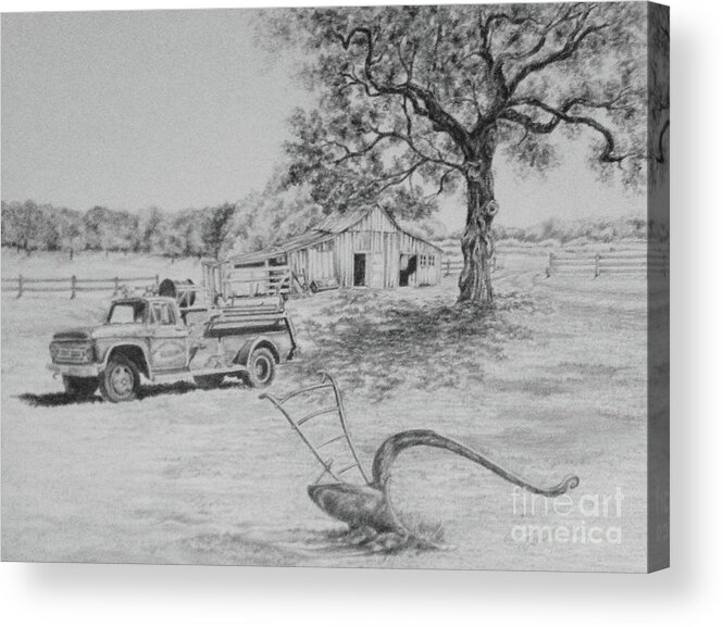 Landscape Acrylic Print featuring the drawing Uncle Wayne's Farm by Genie Morgan