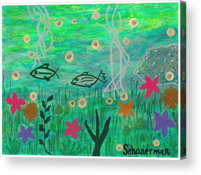 Original Drawing/painting Acrylic Print featuring the painting Underwater Garden by Susan Schanerman