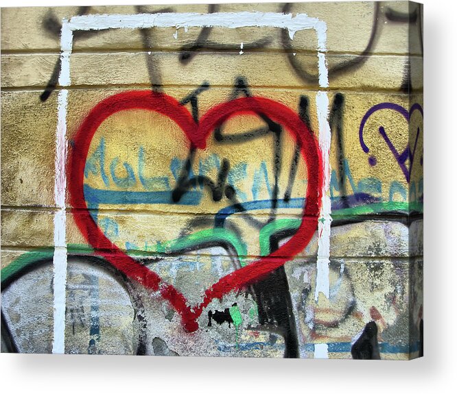 Valentine's Day Acrylic Print featuring the photograph Valentine's Day - Heart Graffiti by Daliana Pacuraru