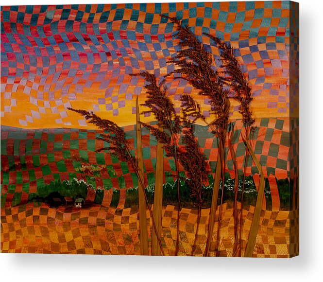 Landscape Acrylic Print featuring the painting Valley Sunset by Linda L Doucette