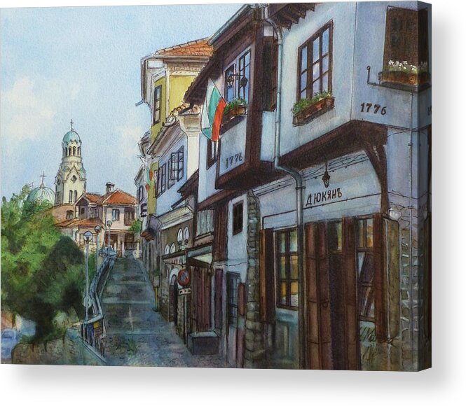 Christianity Acrylic Print featuring the painting Veliko Tarnovo- Nativity of the Mother of God Cathedral by Henrieta Maneva