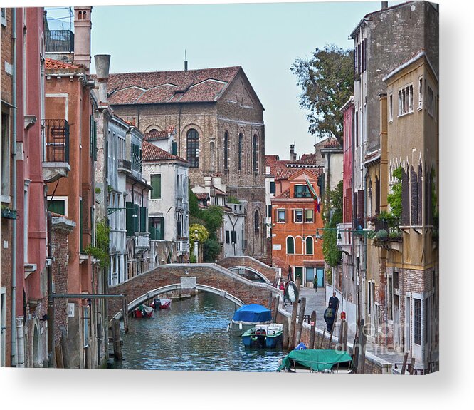 Venice Acrylic Print featuring the photograph Venice double bridge by Heiko Koehrer-Wagner