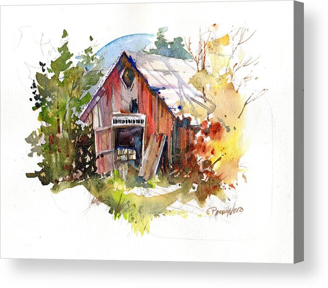 New England Scenes Acrylic Print featuring the painting Vermont Barn by P Anthony Visco