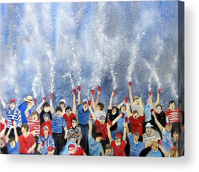 Ole Miss Acrylic Print featuring the painting Victory Shower by Carolyn Watson