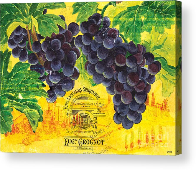 Grapes Acrylic Print featuring the painting Vigne De Raisins by Debbie DeWitt