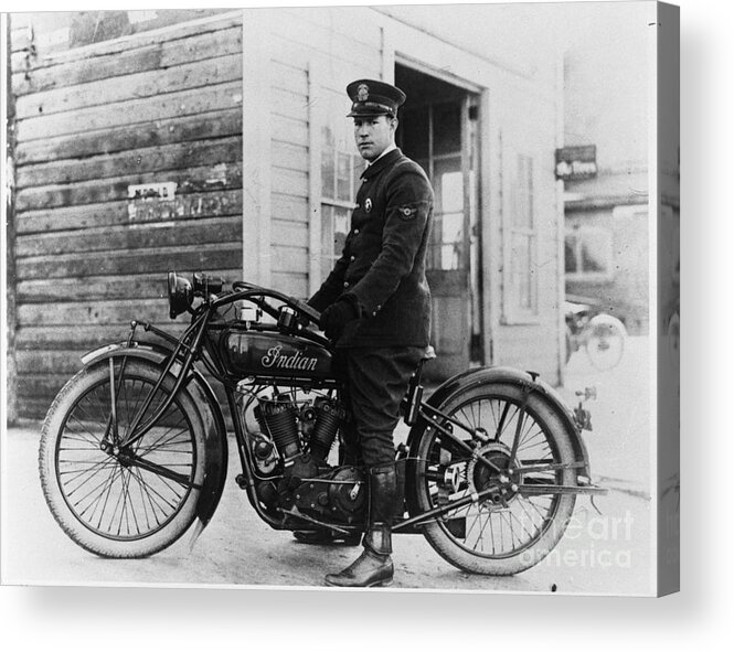 Vintage Indian Motorcycle Acrylic Print featuring the photograph Vintage Indian Police Motorcycle by Jon Neidert