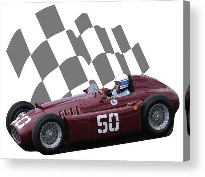 Racing Car Acrylic Print featuring the photograph Vintage Racing Car and Flag 1 by John Colley