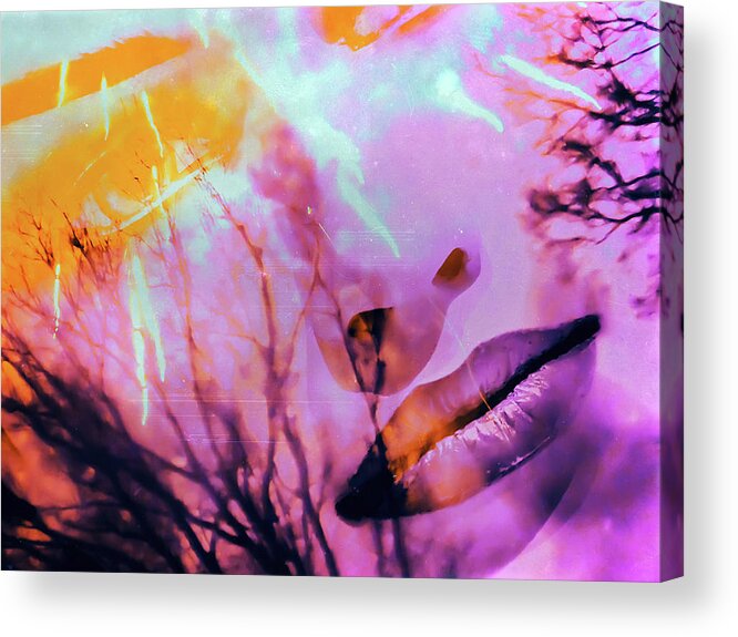 Woman Acrylic Print featuring the photograph Violet lips by Gabi Hampe