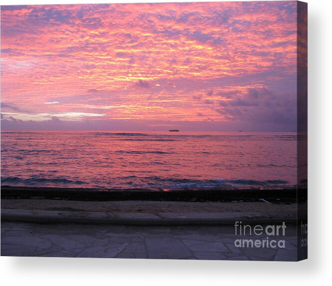 Sunset Acrylic Print featuring the photograph Waikiki Sunset by Anthony Trillo