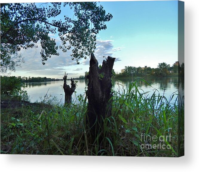 Nature Acrylic Print featuring the painting Walk Along The River In Verdun by Reb Frost