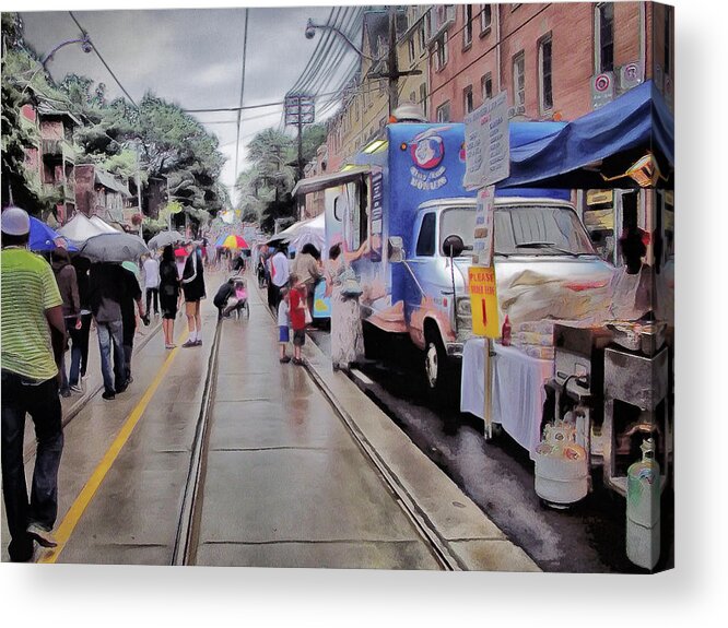 Toronto Streetfest Acrylic Print featuring the digital art Walking Into Streetfest by Leslie Montgomery