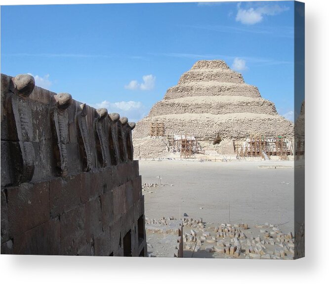 Africa Acrylic Print featuring the photograph Wall of Cobras at the Step Pyramid by Richard Deurer