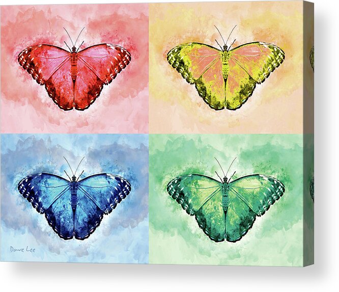 Butterflies Acrylic Print featuring the mixed media Warhol Butterflies by Dave Lee