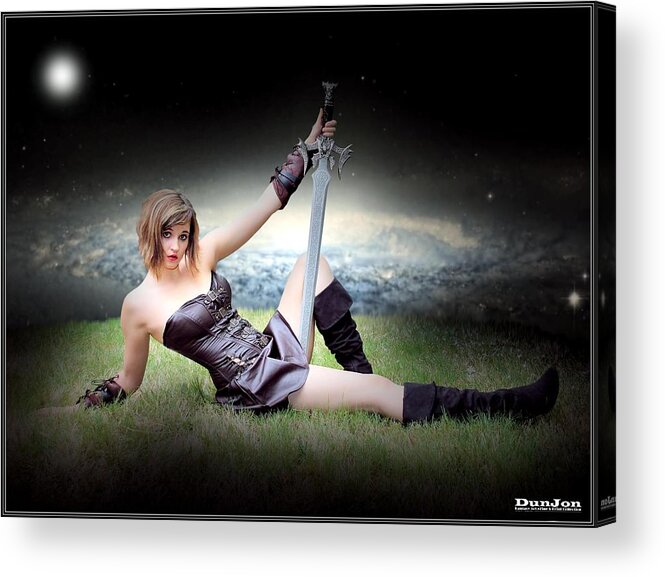 Fantasy Acrylic Print featuring the painting Warrior Princess At Rest by Jon Volden