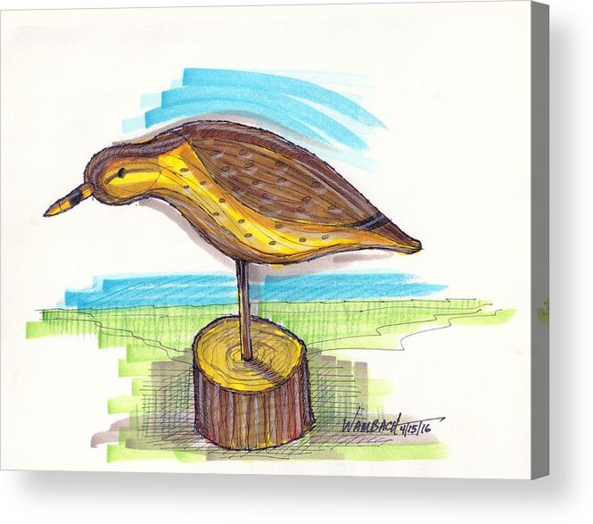 Water Fowl Acrylic Print featuring the drawing Water Fowl Motif #7 by Richard Wambach