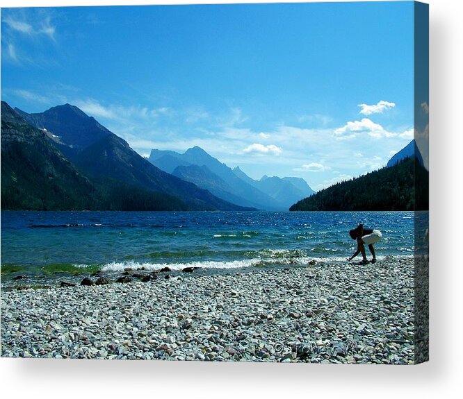 Waterton Lake Acrylic Print featuring the photograph Waterton Beachcomber by Tracey Vivar