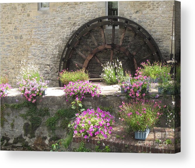 Waterwheel Acrylic Print featuring the photograph Waterwheel in Bayeux by Brandy Woods