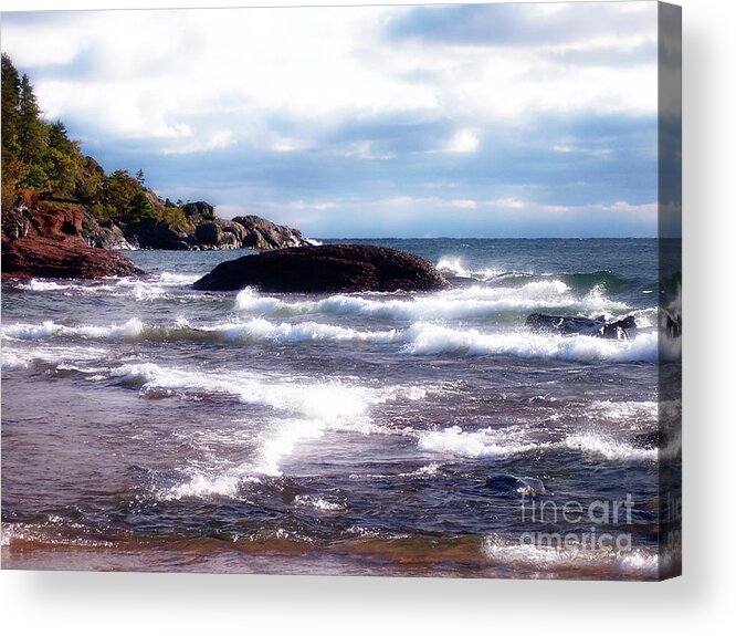 Marquette Acrylic Print featuring the photograph Waves On The Big Lake by Phil Perkins