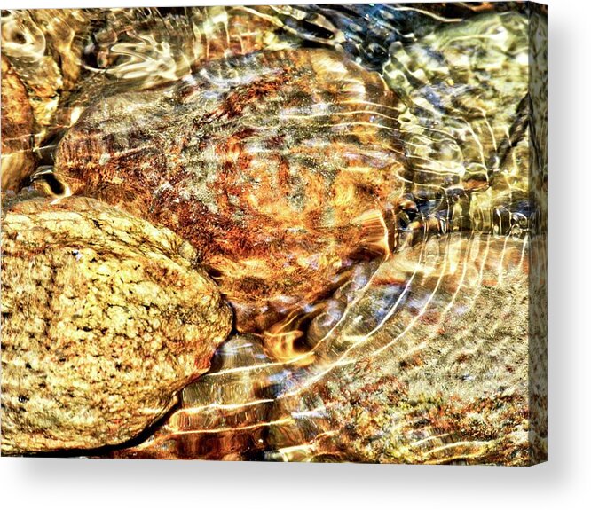 Waves Acrylic Print featuring the photograph Wavy Water on Colorful Rocks by Kirsten Giving
