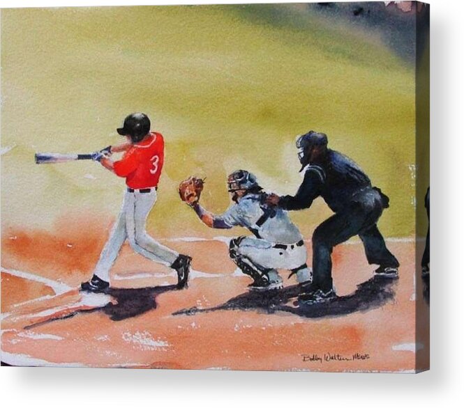 Willian Carey University Acrylic Print featuring the painting WCU at the plate by Bobby Walters