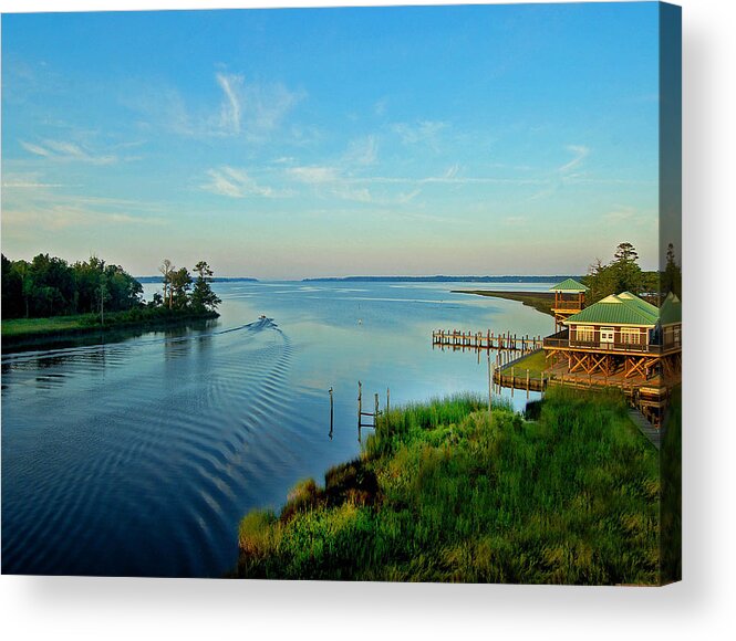 Weeks Bay Acrylic Print featuring the painting Weeks Bay Going Fishing by Michael Thomas
