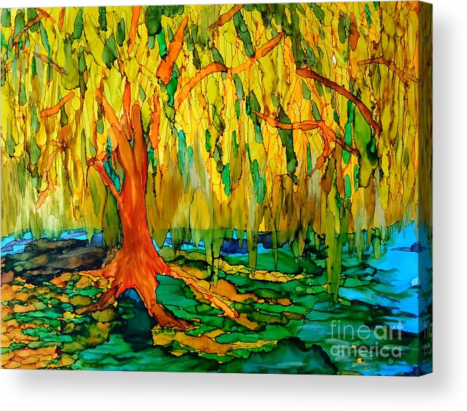 Weeping Willow Acrylic Print featuring the painting Weeping Willow by Vicki Housel