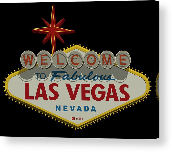 Las Vegas Acrylic Print featuring the digital art Welcome To Las Vegas Sign Digital Drawing by Ricky Barnard