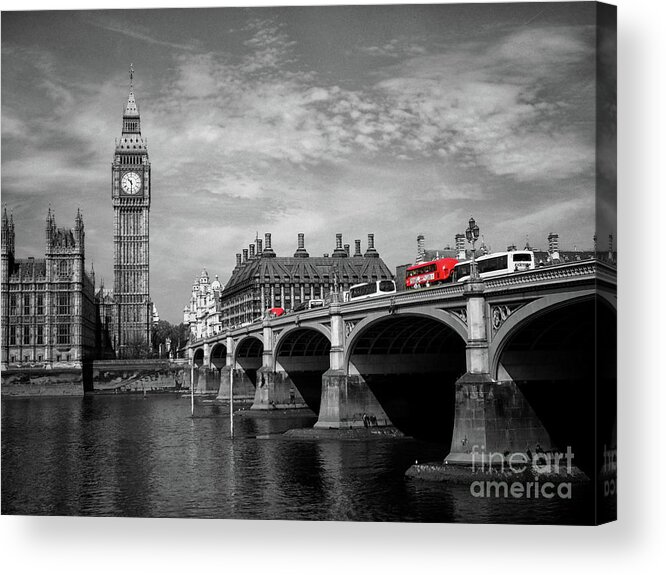 Westminster Bridge Acrylic Print featuring the photograph Westminster Bridge and Big Ben London by Lynn Bolt