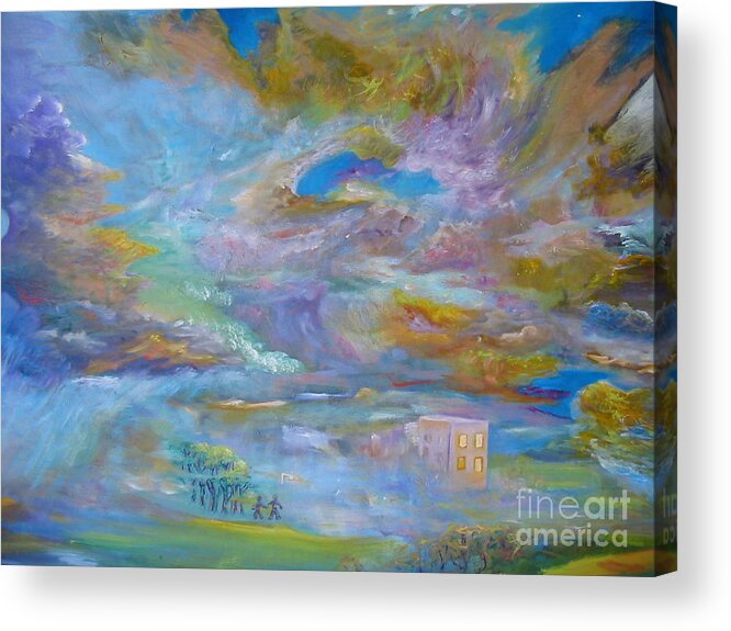 Landscape Acrylic Print featuring the painting When the Winds of Changes Shift by Myra Maslowsky