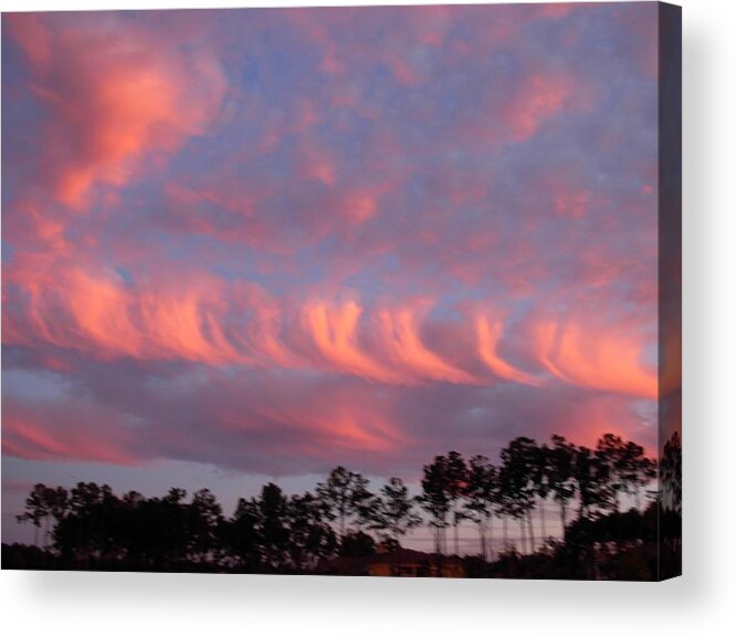 Salmon Cloud Formations At Sunset Acrylic Print featuring the photograph Whirlwind Salmon Clouds by Jeanne Juhos