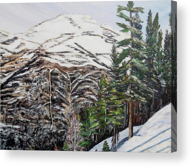 Mountain Acrylic Print featuring the painting Whispering pines by Marilyn McNish
