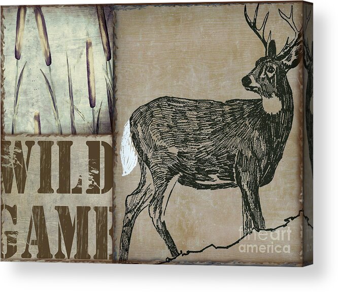 Wild Deer Acrylic Print featuring the painting White Tail Deer Wild Game Rustic Cabin by Mindy Sommers