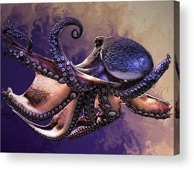 Digital Art Acrylic Print featuring the digital art Wild Octopus by Artful Oasis