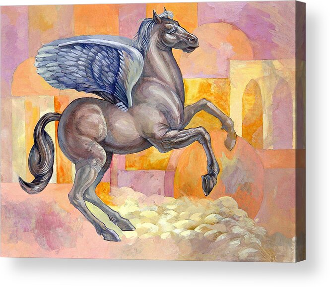 Horse Acrylic Print featuring the painting Winged Horse by Filip Mihail