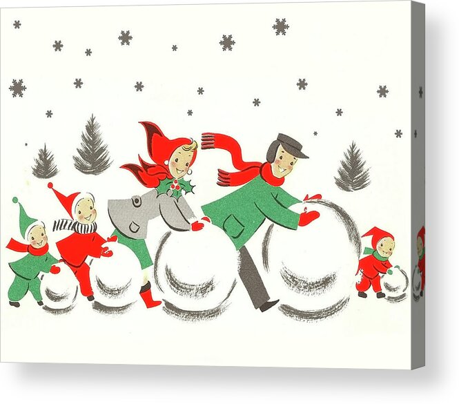 Winter Acrylic Print featuring the mixed media Winter family fun by Long Shot