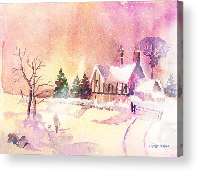 Landscape Acrylic Print featuring the painting Winter Stroll by Arline Wagner
