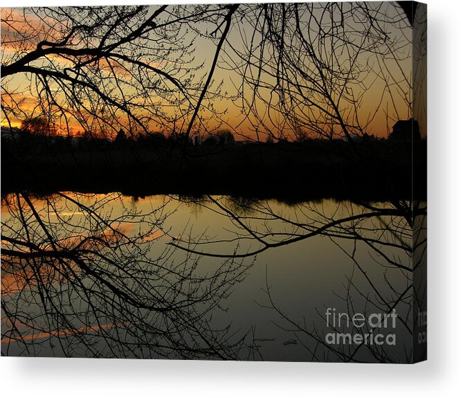 Sunset Acrylic Print featuring the photograph Winter Sunset Reflection by Carol Groenen
