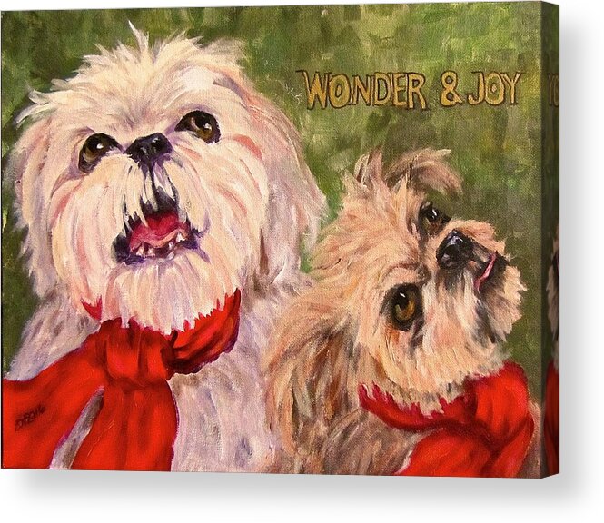 Dogs Acrylic Print featuring the painting Wonder and Joy by Barbara O'Toole