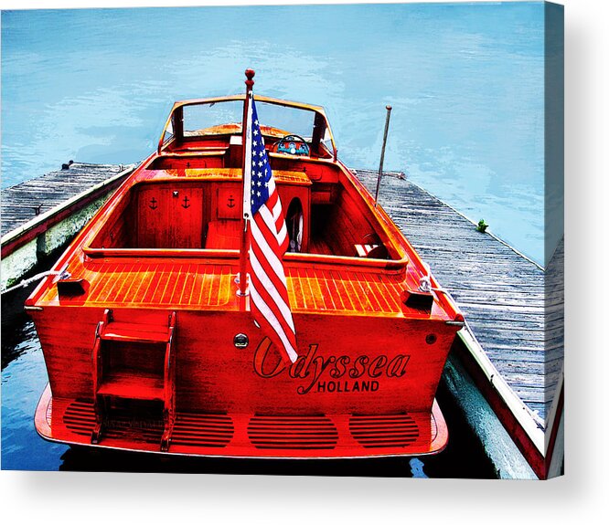 Wooden Motorboat Acrylic Print featuring the photograph Wooden Motorboat by Susan Vineyard