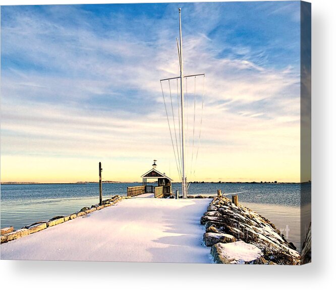 Plymouth Yacht Club Acrylic Print featuring the photograph Yacht Club Launch Shack by Janice Drew