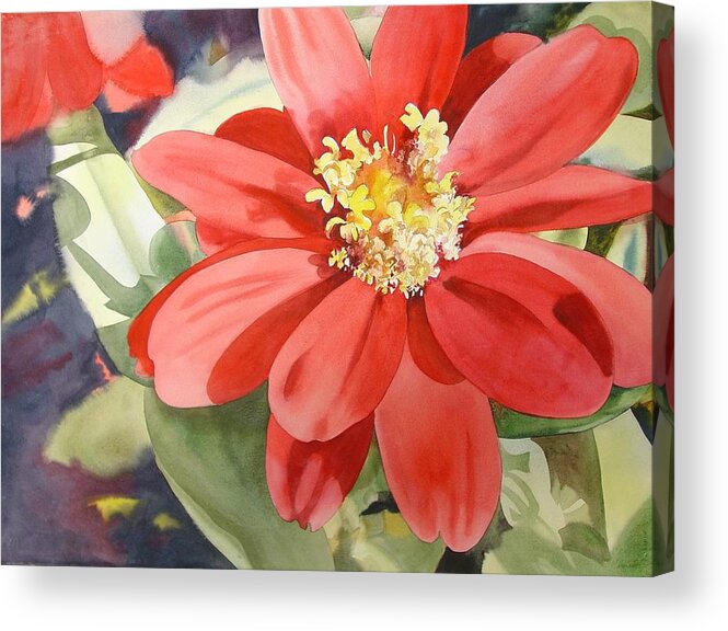 Floral Acrylic Print featuring the painting Zinia by Marlene Gremillion