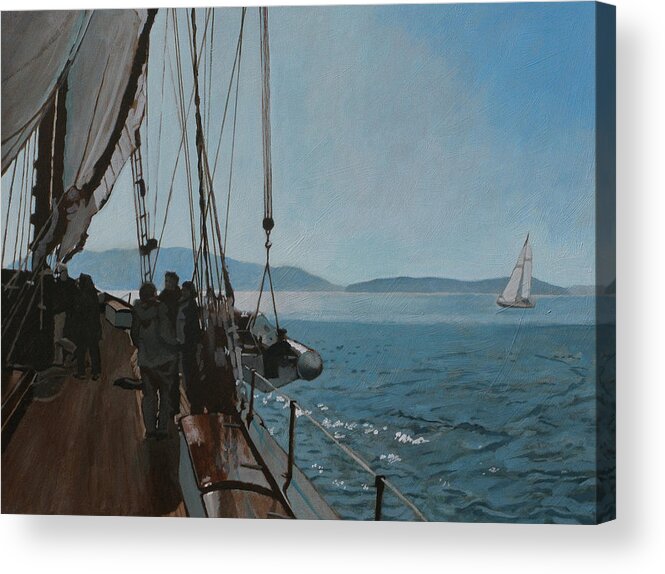 Zodiac Acrylic Print featuring the painting Zodiac Under Sail by Robert Bissett