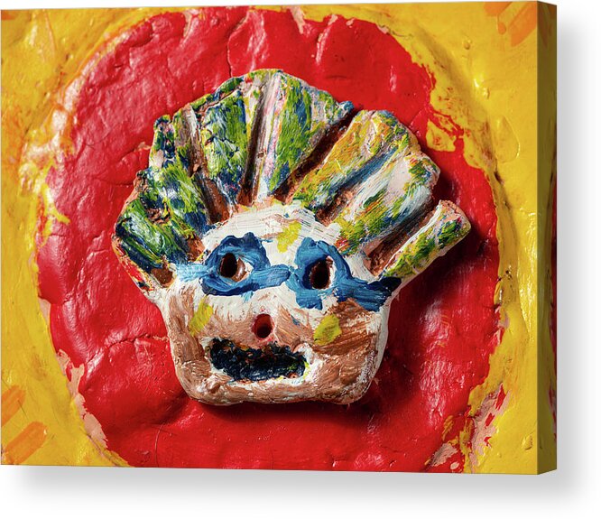Colorful plate with a funny face made of clay by a child Acrylic Print by  Stefan Rotter - Pixels