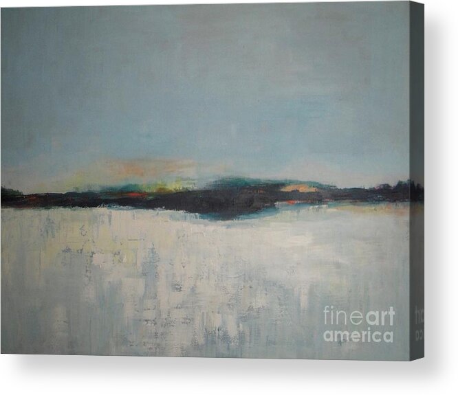 Abstract Landscape Acrylic Print featuring the painting Frozen Lake #1 by Vesna Antic