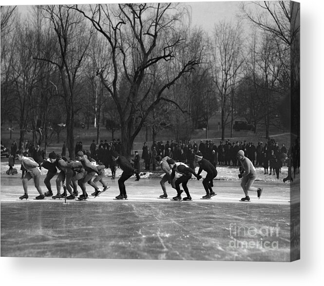 People Acrylic Print featuring the photograph Ice Skating Race #1 by Bettmann