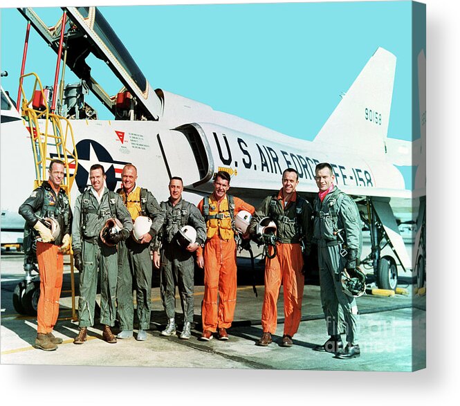 Person Acrylic Print featuring the photograph Mercury Seven Astronauts #1 by Nasa/science Photo Library