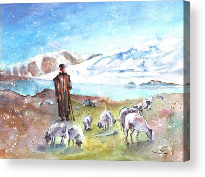 Travels Acrylic Print featuring the painting Shepherd In The Atlas Mountains #1 by Miki De Goodaboom