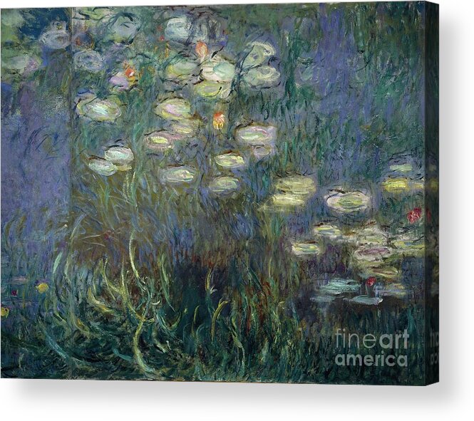Monet Acrylic Print featuring the painting Water Lilies By Claude Monet, Detail by Claude Monet